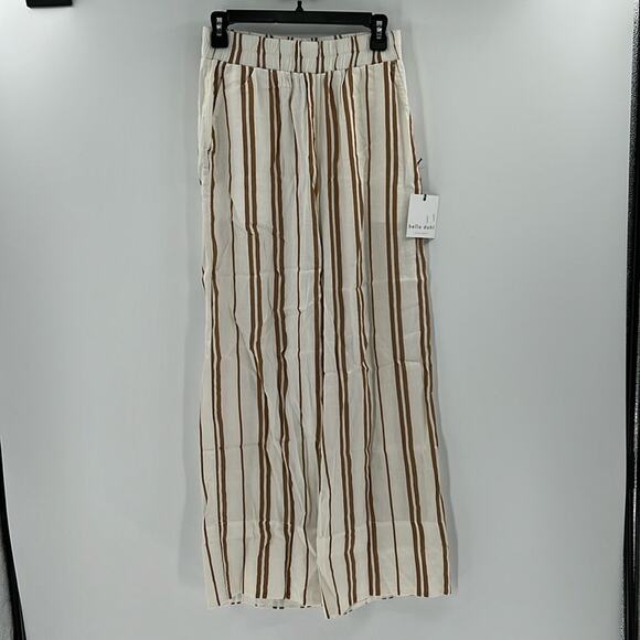 Bella Dahl Women's Pull on Linen Blend Wide Leg Pants - Tan/White - S - NWT - Picture 1 of 10